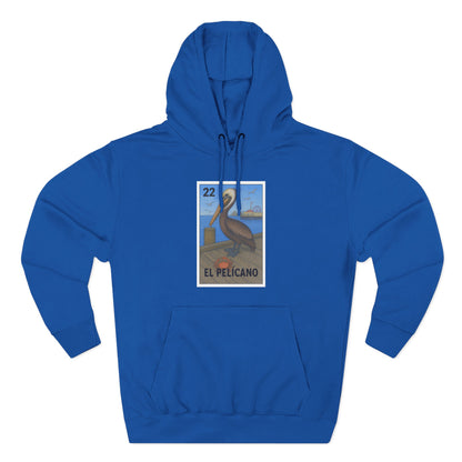 Pelican Lotería Unisex - Pull-Over Cotton Blend Fleece Hoodie (El Pelícano)