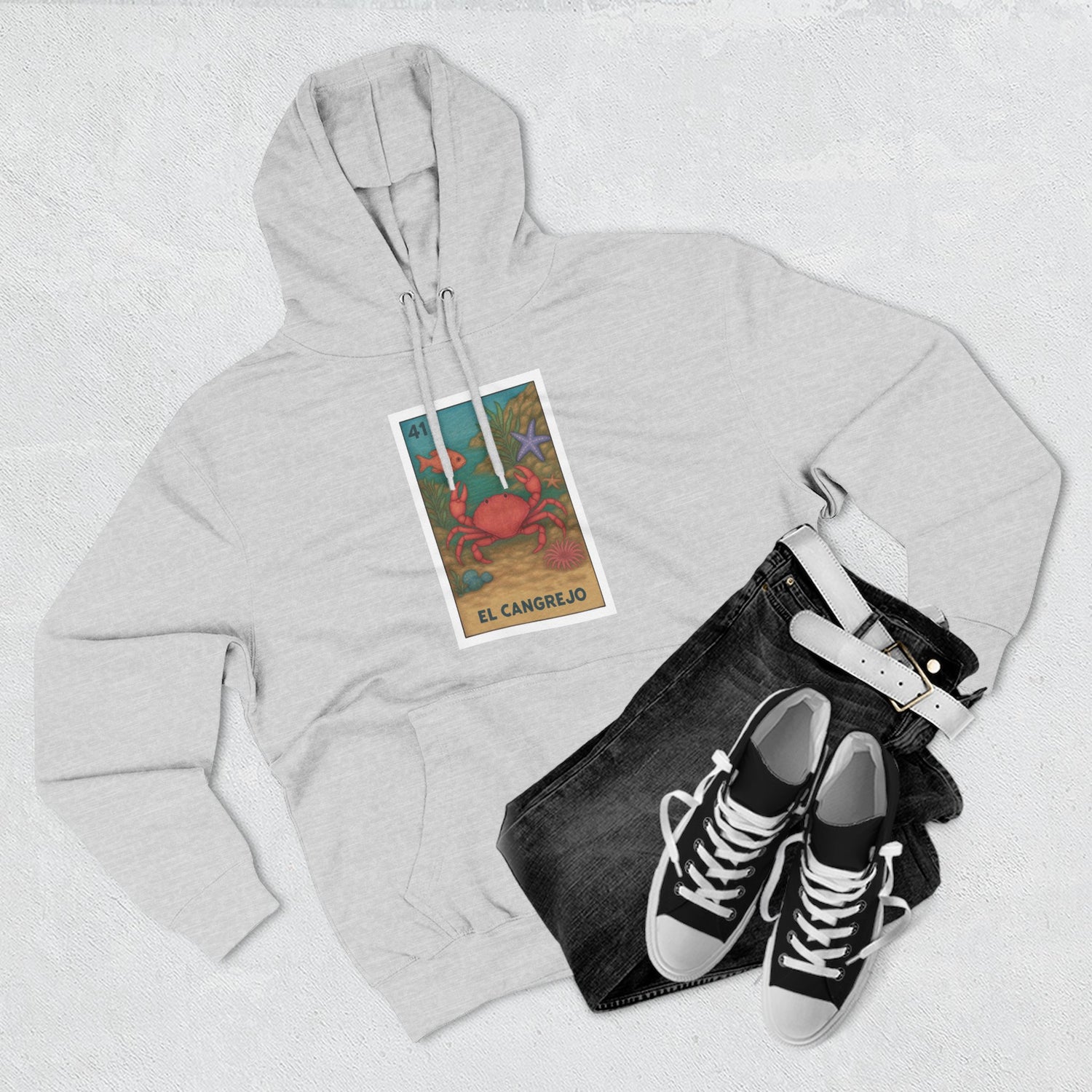 Crab Lotería Unisex - Pull-Over Cotton Blend Fleece Hoodie (El Cangrejo)