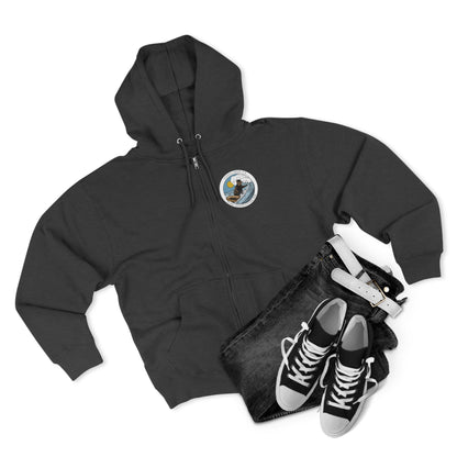 Surf with Otter 841 by Thiago Bianchini Unisex - Zip Cotton Blend Fleece Hoodie