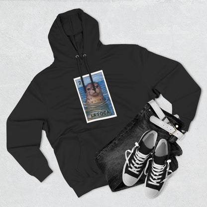 Seal Lotería Unisex - Pull-Over Cotton Blend Fleece Hoodie (La Foca)