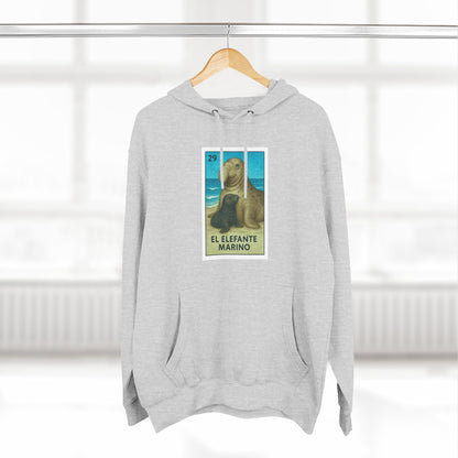 Elephant Seal Lotería Unisex - Pull-Over Cotton Blend Fleece Hoodie (El Elefanto Marino)