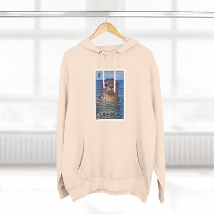 Seal Lotería Unisex - Pull-Over Cotton Blend Fleece Hoodie (La Foca)
